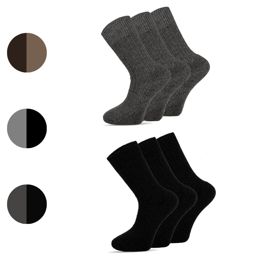 dabisocks 6 Paar Merino Socken Herren Damen – Größen 35-38/39-42/43-46/47-49 – Warme Wintersocken aus Wolle – Atmungsaktive & Weiche Socken für Alltag, Arbeit & leichte Outdoor-Aktivitäten
