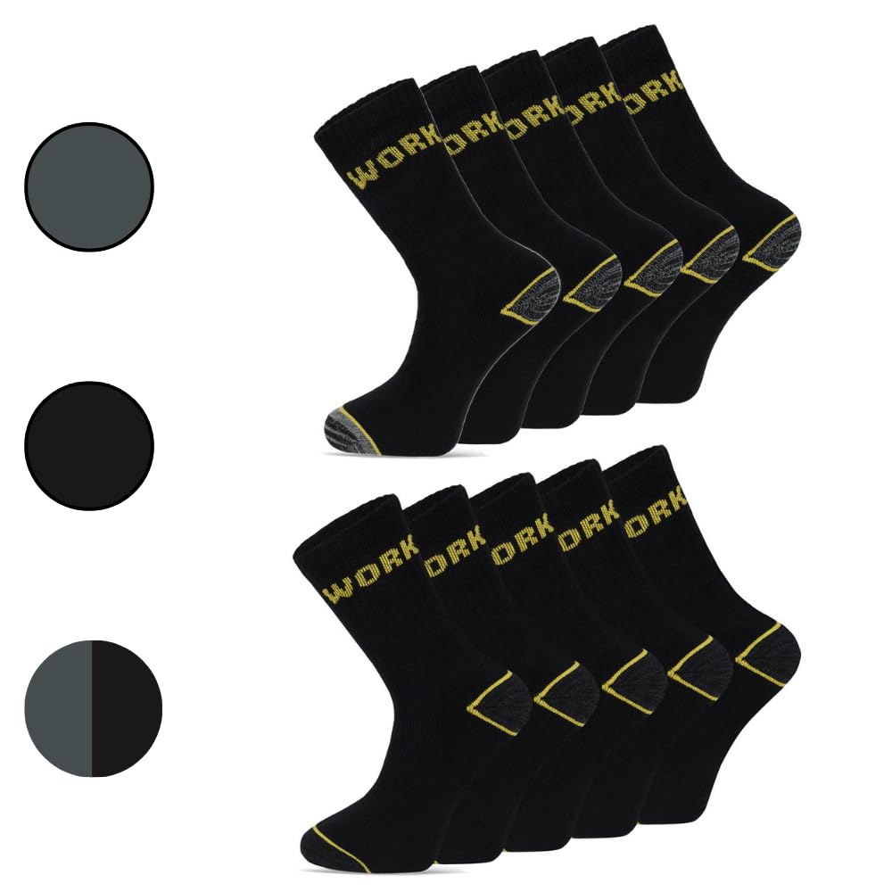 10 Paar Arbeitssocken für Männer in Größen 35-38, 39-42, 43-46,47-49 Bequeme, Atmungsaktive und Langlebige