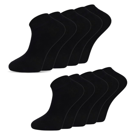 Dabisocks 10 Paar Bambus Sneaker Socken Damen & Herren – Schwarz – Atmungsaktiv, Weicher Bund, Anti-Schweiß & Geruchshemmend – Sport & Alltag