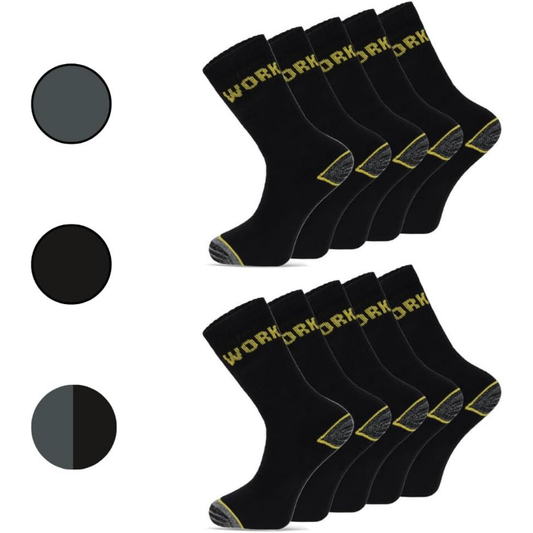 10 Paar Arbeitssocken für Damen und Herren. Bequem, atmungsaktiv und langlebig