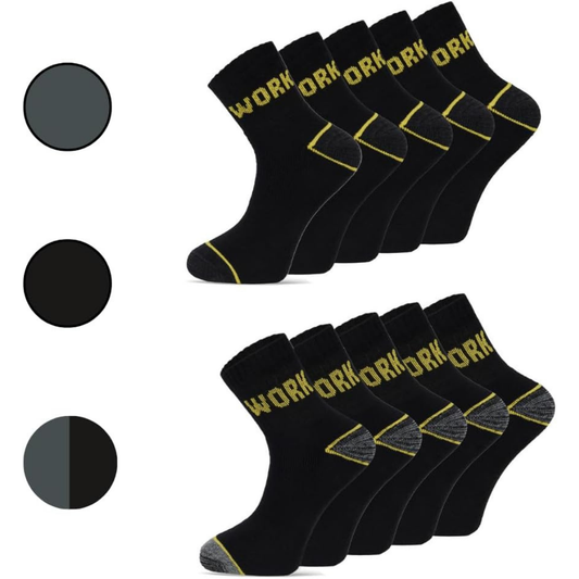 10 Paar Arbeitssocken Herren Damen, Bequeme Atmungsaktive Quarter Socken – Robuste Funktionssocken mit Verstärkter Ferse & Spitze