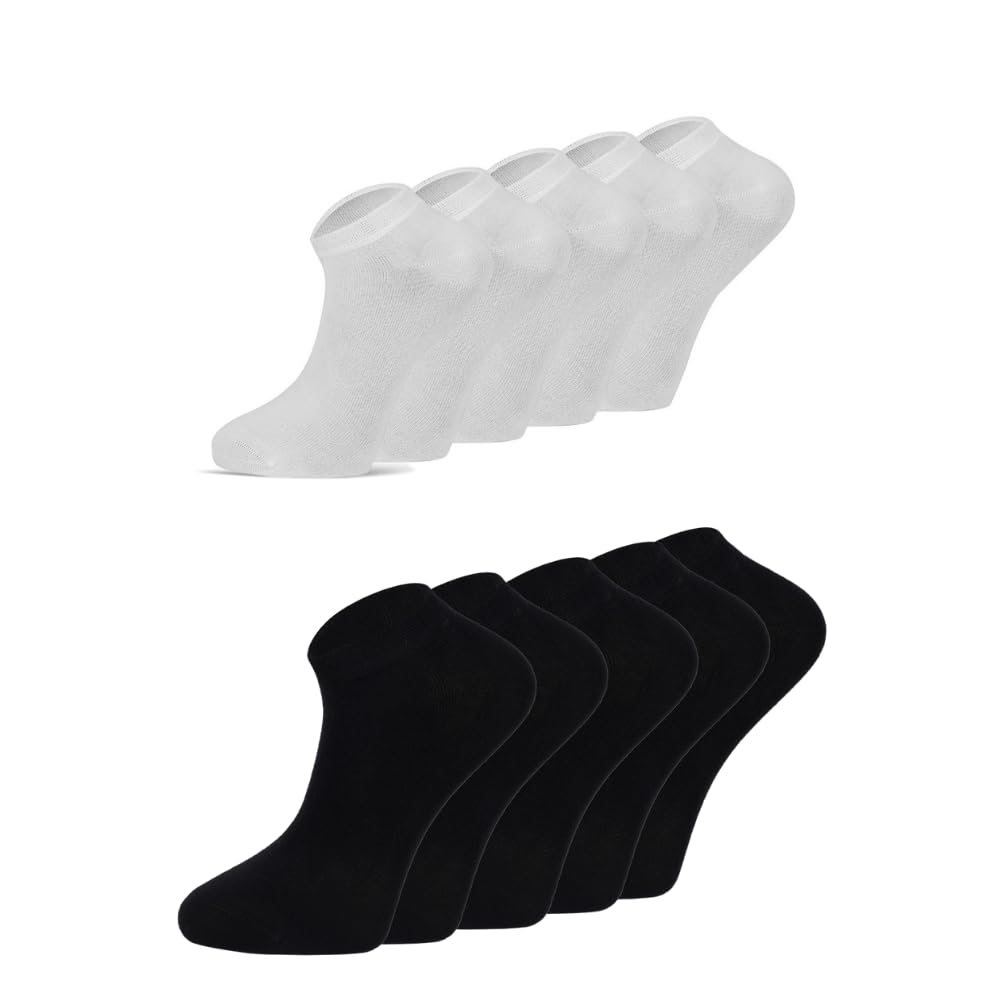 dabisocks 10 Paar Bambus Sneaker Socken Damen & Herren – Schwarz – Atmungsaktiv, Weicher Bund, Anti-Schweiß & Geruchshemmend – Sport & Alltag 35-38/39-42/43-46/47-49