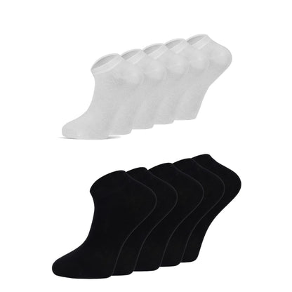 dabisocks 10 Paar Bambus Sneaker Socken Damen & Herren – Schwarz – Atmungsaktiv, Weicher Bund, Anti-Schweiß & Geruchshemmend – Sport & Alltag 35-38/39-42/43-46/47-49