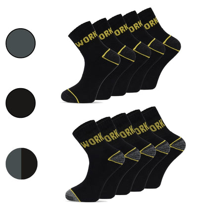 10 Paar Arbeitssocken Herren Damen 35-38 39-42 43-46 47-49, Bequeme Atmungsaktive Quarter Socken – Robuste Funktionssocken mit Verstärkter Ferse & Spitze – Kurze Arbeitssocken für Damen und Männer