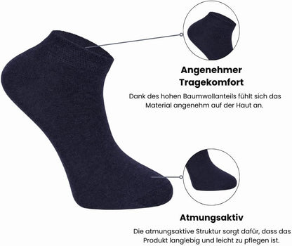 dabisocks 10 Paar Sneaker Socken Herren Damen 35-38 39-42 43-46 47-49, Baumwolle Atmungsaktive Bequem Kurz Sportsocken, Wandersocken, Füßlinge Damen, Unisex Socken, Laufsocken,