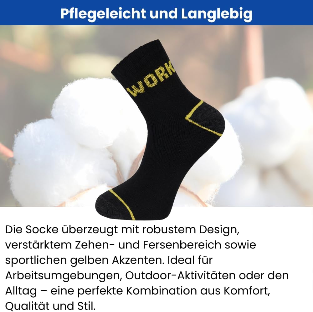 10 Paar Arbeitssocken Herren Damen 35-38 39-42 43-46 47-49, Bequeme Atmungsaktive Quarter Socken – Robuste Funktionssocken mit Verstärkter Ferse & Spitze – Kurze Arbeitssocken für Damen und Männer