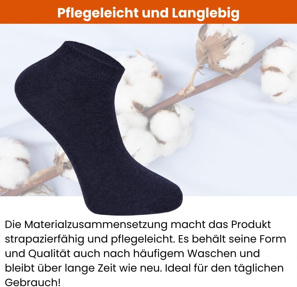 dabisocks 10 Paar Sneaker Socken Herren Damen 35-38 39-42 43-46 47-49, Baumwolle Atmungsaktive Bequem Kurz Sportsocken, Wandersocken, Füßlinge Damen, Unisex Socken, Laufsocken,